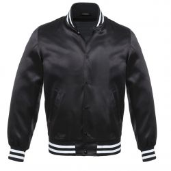 Varsity Satin jacket Black-White